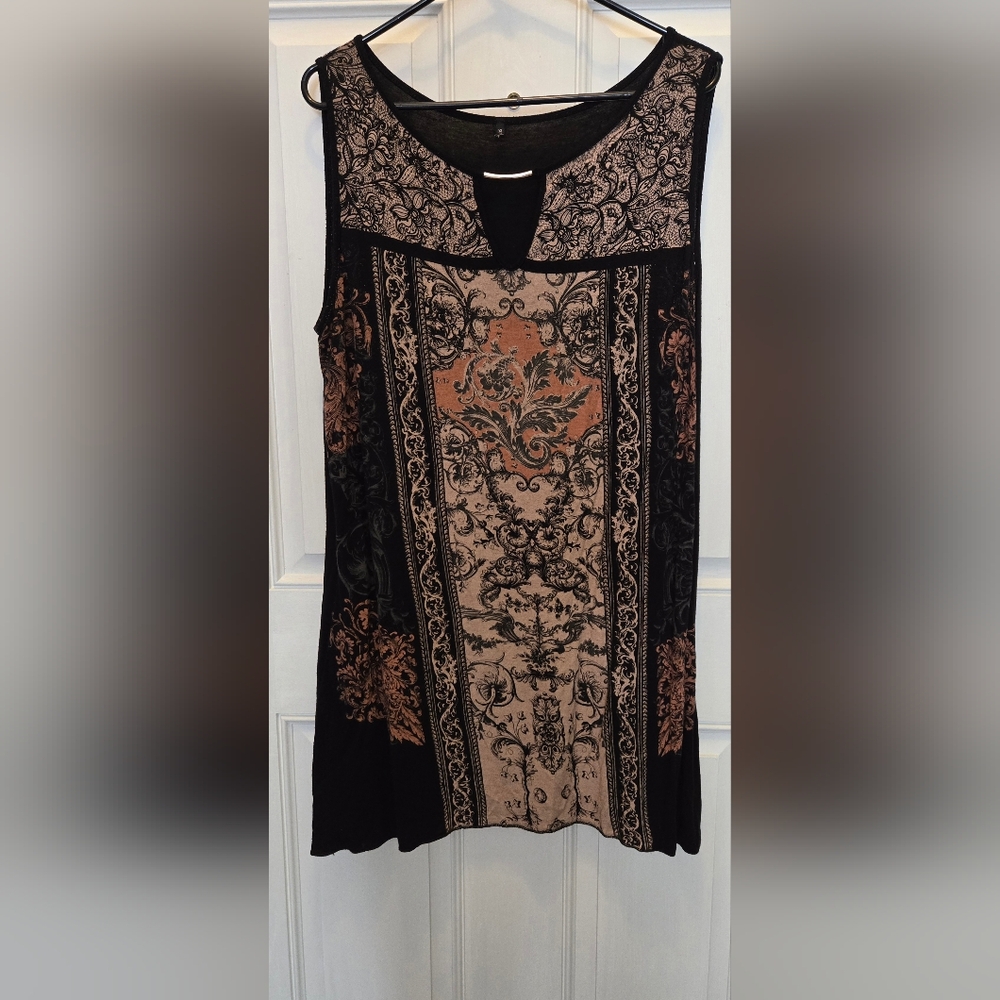 Chic Black and Brown Patterned Maxi Dress